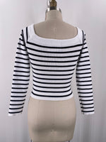 Aeropostale White with Black Stripe Top, M