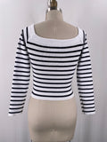 Aeropostale White with Black Stripe Top, M