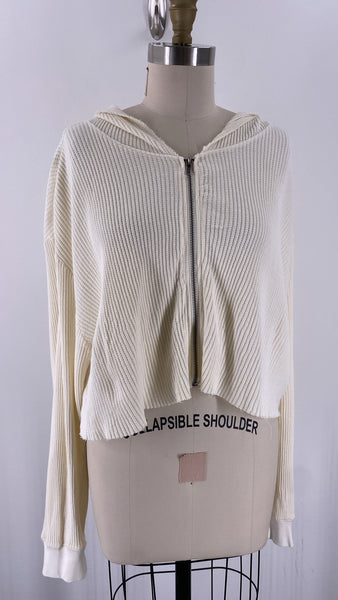 Double Zero Ivory Cropped Hooded Jacket, L