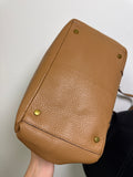 Antonio Melani Brown Leather Open Top Crossbody Bag, 9"x10"