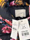 New Loft Black Floral Pocket Vest, M