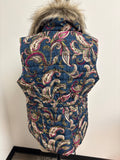 Chico's Blue Vest, L with removable faux fur collar