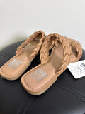 DV Dolce Vita Tan Jocee Double Band Braided Slide Flat Sandals, 8