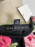 New Three Pink Hearts Black Dress, XL