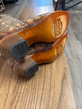 Corral Leather Saddle Glitter Overlay Triad Western Boots Snip Toe, 7.5 (retail $288)