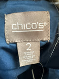 Chico's Blue Vest, L with removable faux fur collar