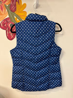 New Lands End Blue Polka Dot Down Filled Pocket Vest, S Tall