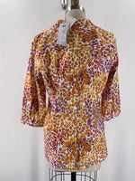 New Chico's Button Back Tunic Cactus Blossom Top, M (retail $99)
