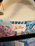 Lilly Pulitzer Blue Minka Romper Dress, L with Attached Shorts