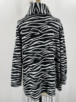 Westbound Zebra Print Hooded Cardigan, L Petite