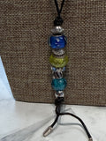 Silverworks Black with Sterling Silver Charms Necklace