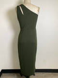 Pretty Garden Green One Shoulder Dress, M