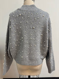 Nine West Gray with Pearl Accents Sweater Jacket, XL