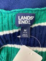 Lands End Navy/Green Stripe Cardigan, M