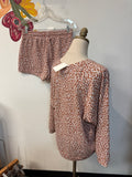 Lou & Grey 2pc Animal Print Sweatshirt + Shorts, S Petite