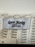 Love Knits White Open Stitch Sweater, M