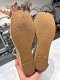 Stuart Weitzman Gold Nudist Square Toe Espadrille Platform Wedge Sandals, 10