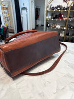 Fossil Brown Leather Claire Satchel Crossbody Bag, 14"x9"