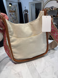 Ahdorned Cream Crossbody Bag, 8.5"x8"