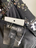 Express Black Sequin Racerback Tank, S