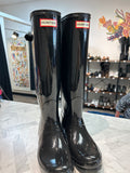 Hunter Black Glossy Tall Boots, 8