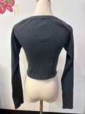 Free People Movement Gray Cropped Rib Knit Top, S