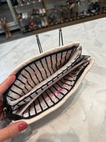 New Betsey Johnson White Double Pouch Wristlet, 8.5"x5.25"