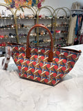 Tory Burch Canvas Basketweave Small Tote Bag, 7"x14"