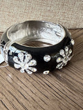 Black/Silver Enamel Hinge Bracelet