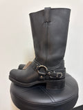 Frye Black Leather Belted Harness Boots, 9