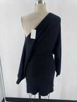 Blue Blush Black Belted Sweater Dress, S