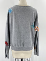 Tiny Gray with Sequin Accents Sweatshirt, M