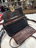 Brahmin Black Crossbody Bag with Built In Wallet, 9"x6"