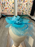 Blue Clip On Derby Fascinator