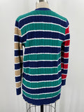 Lands End Navy/Green Stripe Cardigan, M