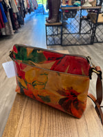 Patricia Nash Brown Floral Crossbody Bag, 11"x8"
