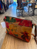 Patricia Nash Brown Floral Crossbody Bag, 11"x8"