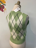 Green Argyle Sweater, S