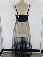 New Anthropologie Black Sheer Dress, M (retail $98)