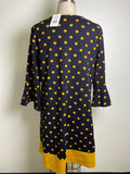 Gilli Navy/Gold Polka Dot Dress, L