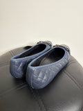 Vaneli Navy Blue Quilted Flats, 6 (retail $150)