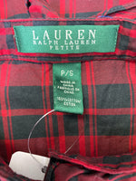 Lauren Ralph Lauren Red Plaid Top, S Petite