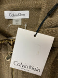 New Calvin Klein Metallic Gold Zip Front Dress, M