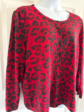 Talbots Red/Black Cardigan, 2X