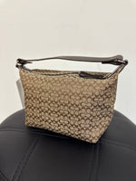 Coach Brown Canvas Signature Small Handbag, 8"x5"