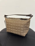 Coach Brown Canvas Signature Small Handbag, 8"x5"
