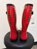 Red Plaid Rain Boots, 9