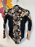 Rip Curl Black Rash Guard One Piece Swimsuit, M