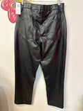 New Abercrombie & Fitch Black Vegan Leather 90s Straight 28" Inseam Jeans, 10 Short