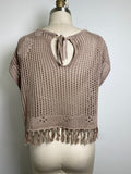 Bobi Black Brown Open Stitch Sweater, M